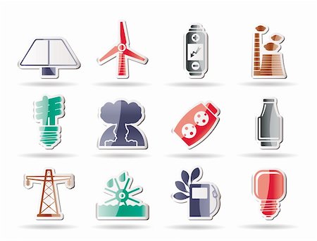 Power, energy and electricity icons - vector icon set Stock Photo - Budget Royalty-Free & Subscription, Code: 400-04274974