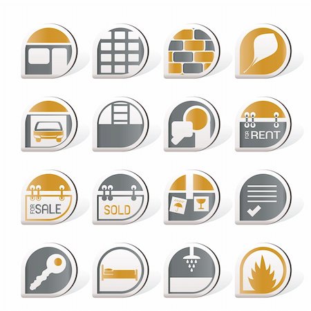 fireplace computer - Real Estate icons - Vector Icon Set Stock Photo - Budget Royalty-Free & Subscription, Code: 400-04274991