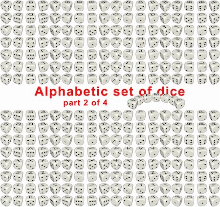 Sprites set Alphabetic Dice it's full set consist from letters, digits and signs on a top side of the dice. Dice are rotated on 360 ãðàäóñîâ with step of 20 degrees. On lateral sides dice looks like usual dice. By means of the given set it is possible to make any inscription from dice. Each sprite have size 256x256 pixels.  Part 2 of 4 Foto de stock - Royalty-Free Super Valor e Assinatura, Número: 400-04275314