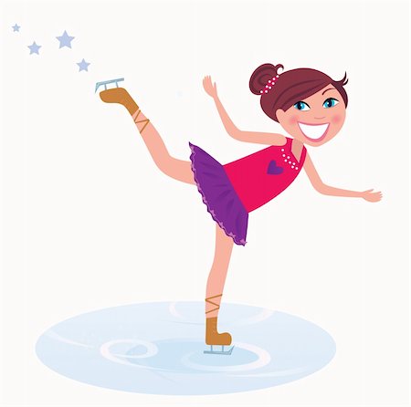 simsearch:400-04319654,k - Vector Illustration of figure skating cute girl training on the ice. Stockbilder - Microstock & Abonnement, Bildnummer: 400-04275310