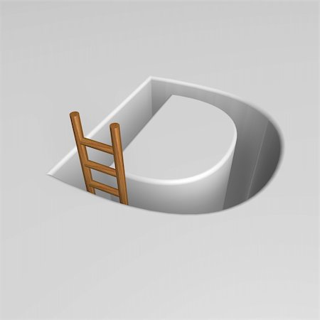 uppercase letter d shape hole with ladder - 3d illustration Stock Photo - Budget Royalty-Free & Subscription, Code: 400-04275403