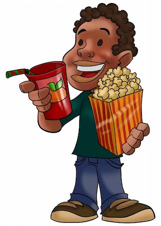 this boy is with beverage and popcorn, he is already to go to theater Stock Photo - Budget Royalty-Free & Subscription, Code: 400-04275484