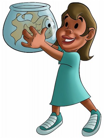 girl with a round aquarium and a golden fish inside Stock Photo - Budget Royalty-Free & Subscription, Code: 400-04275502