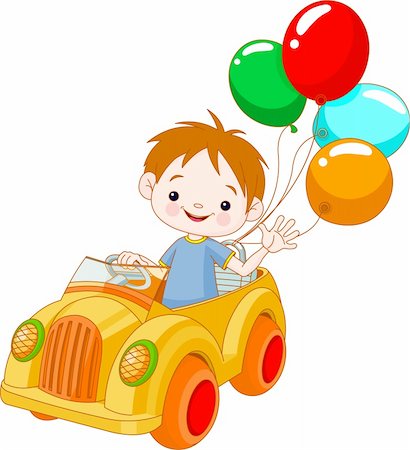 Illustration of cute and funny boy driving a car Foto de stock - Super Valor sin royalties y Suscripción, Código: 400-04275516