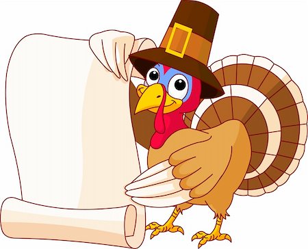 simsearch:400-07221512,k - Illustration of Thanksgiving turkey holding scroll Stock Photo - Budget Royalty-Free & Subscription, Code: 400-04275517