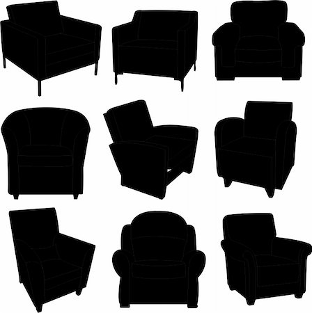 armchairs collection silhouettes - vector Stock Photo - Budget Royalty-Free & Subscription, Code: 400-04275518
