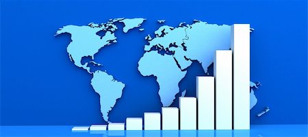 simsearch:400-08159289,k - The bar chart. A world map. Continents on a blue background. High-quality 3d render Stockbilder - Microstock & Abonnement, Bildnummer: 400-04275718