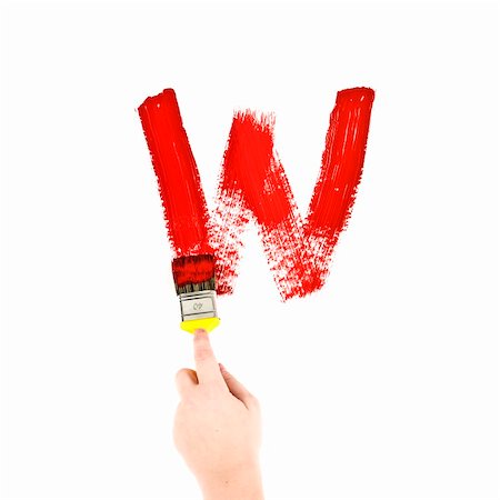 Painting Letter W on white background Stock Photo - Budget Royalty-Free & Subscription, Code: 400-04275855