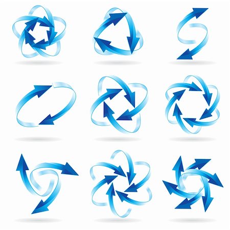 dimensional - Set of different blue arrow circles isolated on the white Stock Photo - Budget Royalty-Free & Subscription, Code: 400-04275991