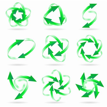 rounded arrow - Set of different green arrow circles isolated on the white Stock Photo - Budget Royalty-Free & Subscription, Code: 400-04275992