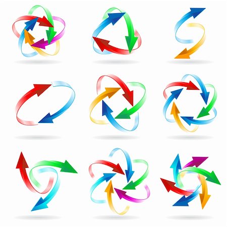 round arrow vectors - Set of different colored arrow circles isolated on the white Stock Photo - Budget Royalty-Free & Subscription, Code: 400-04275993