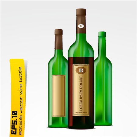 simsearch:400-08791429,k - EPS. 10 editable wine bottles Stockbilder - Microstock & Abonnement, Bildnummer: 400-04276050