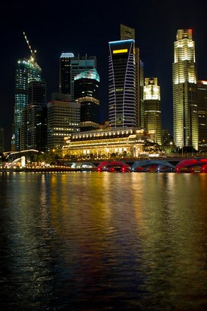 esplanade marina bay - Singapore City Skyline by Marina Bay Esplanade at Night Stock Photo - Budget Royalty-Free & Subscription, Code: 400-04276095
