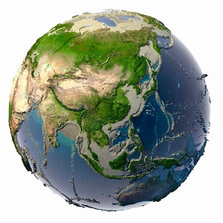 simsearch:400-07420874,k - Earth with translucent water in the oceans and the detailed topography of the continents Stock Photo - Budget Royalty-Free & Subscription, Code: 400-04276109