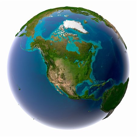 simsearch:400-08048154,k - Earth with translucent water in the oceans and the detailed topography of the continents Photographie de stock - Aubaine LD & Abonnement, Code: 400-04276153