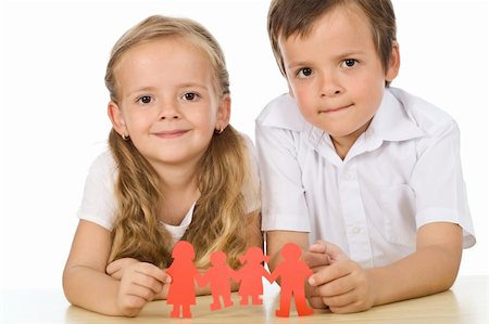 parent holding hands child silhouette - Kids holding paper people - happy family concept, isolated Stock Photo - Budget Royalty-Free & Subscription, Code: 400-04276229