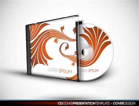 CD Cover Design with 3D Presentation Template | Everything is Organized in Layers Named Accordingly | To Change the Cover Design use the Cd and Cover Design Layers Stock Photo - Budget Royalty-Free & Subscription, Code: 400-04276493