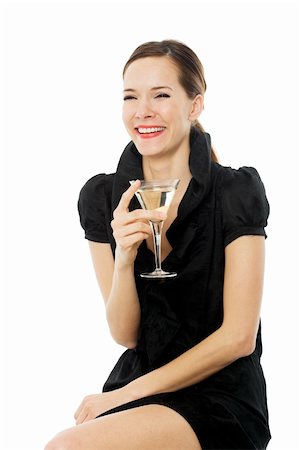 simsearch:400-04398921,k - elegant young woman drinking a cocktail on white background studio Stockbilder - Microstock & Abonnement, Bildnummer: 400-04277147