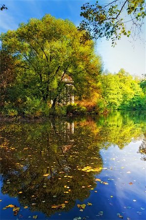 russian autumn - The island with rotunda on a lake. Autumn landscape Stock Photo - Budget Royalty-Free & Subscription, Code: 400-04277235