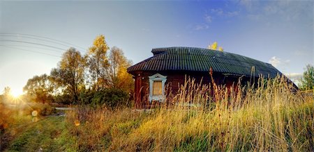 Old wooden house at evening Stock Photo - Budget Royalty-Free & Subscription, Code: 400-04277252