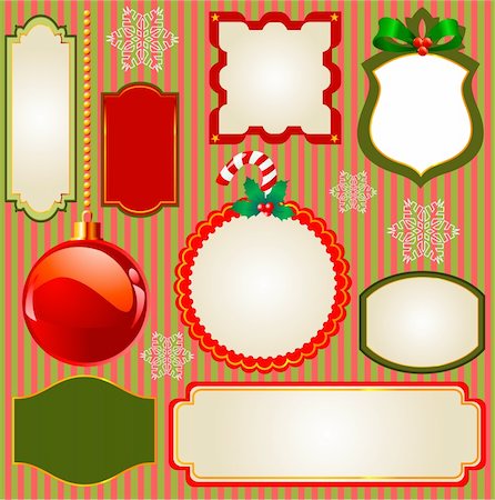 simsearch:400-07759145,k - Set of Christmas vector frames and ornaments for your text. Perfect as invitation or announcement Stock Photo - Budget Royalty-Free & Subscription, Code: 400-04277476