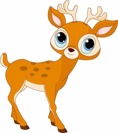 simsearch:400-05187879,k - Illustration of beautiful cartoon deer Foto de stock - Royalty-Free Super Valor e Assinatura, Número: 400-04277478