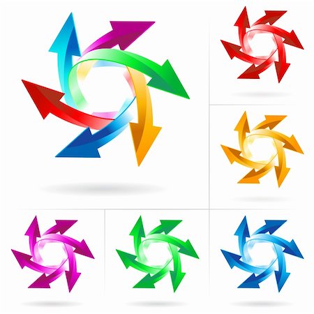 round arrow vectors - Set #9 of different colored arrow circles isolated on the white Stock Photo - Budget Royalty-Free & Subscription, Code: 400-04277545