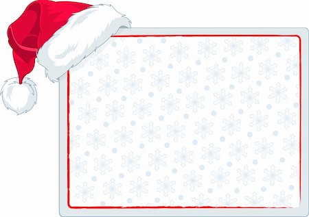 red christmas invitation - Illustration of Santa's cap hanging on a blank place card Stock Photo - Budget Royalty-Free & Subscription, Code: 400-04277685