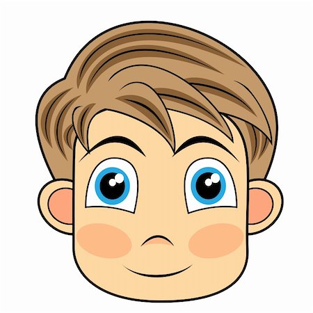 vector illustration of a cute and happy looking face of a young boy.No gradient. Fotografie stock - Microstock e Abbonamento, Codice: 400-04278216