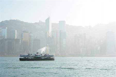 simsearch:400-07669007,k - Hong Kong harbour with mist Stock Photo - Budget Royalty-Free & Subscription, Code: 400-04278639