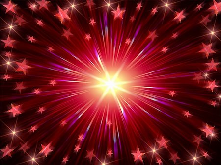 simsearch:400-07293814,k - red christmas background with stars, lights and rays Stock Photo - Budget Royalty-Free & Subscription, Code: 400-04279031