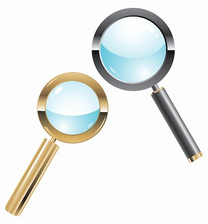 simsearch:400-04379190,k - Vector illustration of two metal magnifiers on the white background Stock Photo - Budget Royalty-Free & Subscription, Code: 400-04279185