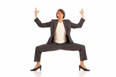 Young businesswoman in suit doing yoga Stock Photo - Budget Royalty-Free & Subscription, Code: 400-04279239