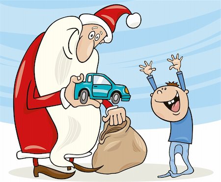 simsearch:400-04216683,k - illustration of santa claus giving toy car to happy little boy Stockbilder - Microstock & Abonnement, Bildnummer: 400-04279555