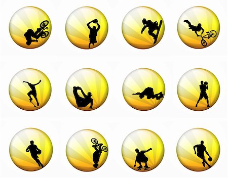 extreme sport clipart - Icons. Silhouettes of teenagers going in for sports Stock Photo - Budget Royalty-Free & Subscription, Code: 400-04279552