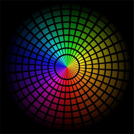 round rainbow abstract colors - Colorful background with spectrum cell. Vector illustration on black Stock Photo - Budget Royalty-Free & Subscription, Code: 400-04279803