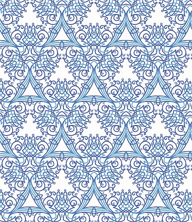 Seamless pattern. A blue ornament on a white background Stock Photo - Budget Royalty-Free & Subscription, Code: 400-04279937