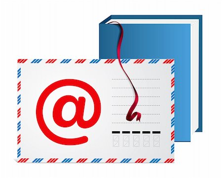 E-mail address book with bookmark ribbon on white background Foto de stock - Super Valor sin royalties y Suscripción, Código: 400-04279974