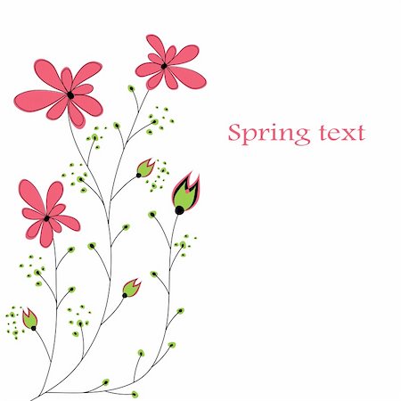 floral vector retro banner green - Colourful Spring flowers background. Vector illustration Stock Photo - Budget Royalty-Free & Subscription, Code: 400-04270083