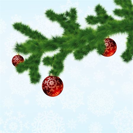 round ornament hanging of a tree - Christmas-tree and decoration ball. EPS 8 vector file included Stock Photo - Budget Royalty-Free & Subscription, Code: 400-04270215