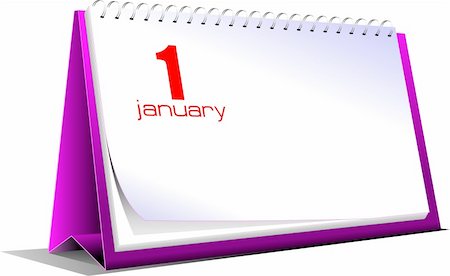 Vector illustration of desk calendar. 1 january. New Year Stock Photo - Budget Royalty-Free & Subscription, Code: 400-04270319