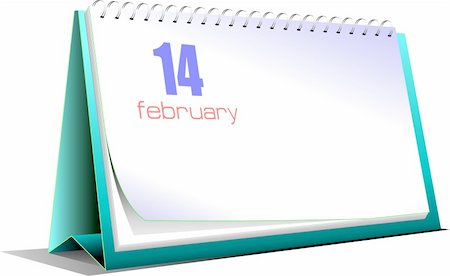 Vector illustration of desk calendar. 14 february. Valentine`s Day Stock Photo - Budget Royalty-Free & Subscription, Code: 400-04270335