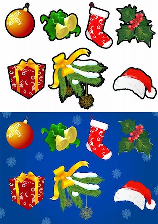 simsearch:400-07838225,k - Collection of Christmas symbols. Icons. Vector illustration. Photographie de stock - Aubaine LD & Abonnement, Code: 400-04270529