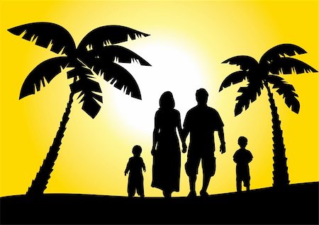 silhouette father and son sunset - vector illustration of a happy family on vacation Stock Photo - Budget Royalty-Free & Subscription, Code: 400-04270588