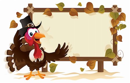Pilgrim Turkey With A Signboard Stock Photo - Budget Royalty-Free & Subscription, Code: 400-04270816