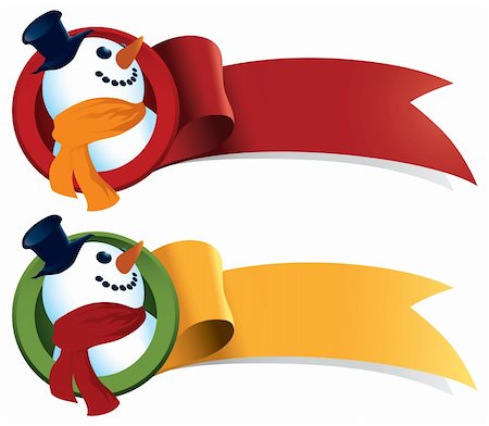 ribbon for christmas cartoon - Snowman Christmas Web Ribbon Stock Photo - Budget Royalty-Free & Subscription, Code: 400-04270823