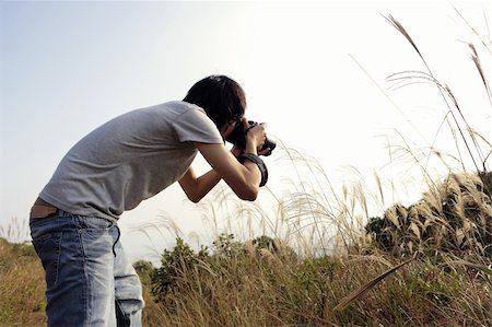 people scenic view sky hiking summer - nature photographer taking pictures outdoors Stock Photo - Budget Royalty-Free & Subscription, Code: 400-04270952