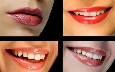 simsearch:400-05122684,k - Collage made of four photos of lips Photographie de stock - Aubaine LD & Abonnement, Code: 400-04271243
