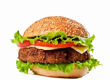 simsearch:400-08114830,k - Big colorful hamburger isolated on white background Stock Photo - Budget Royalty-Free & Subscription, Code: 400-04271293