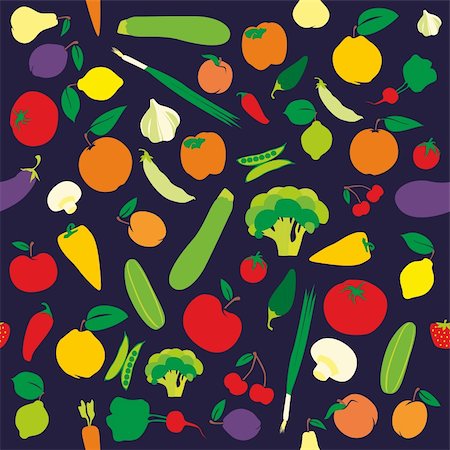 simsearch:400-05709366,k - fully editable vector seamless pattern fruits and vegetables Stock Photo - Budget Royalty-Free & Subscription, Code: 400-04271435